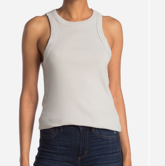 James Perse High Neck Ribbed Tank Size 0 Salt - Picture 1 of 6